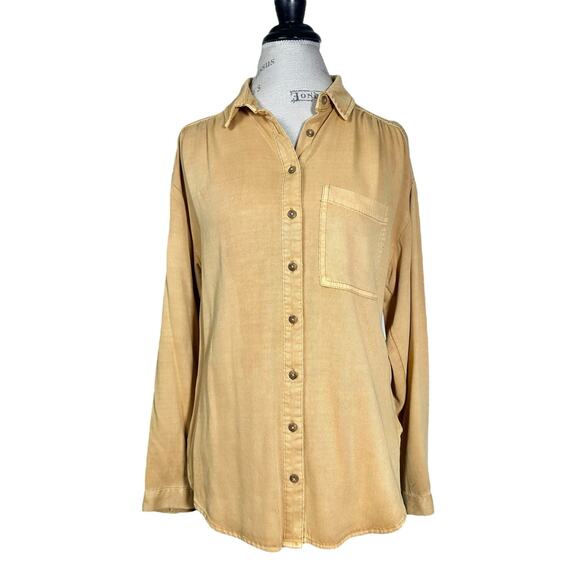 Pilcro | Women | Marigold Ribbed Relaxed Oversized Button Up Shirt | Small - Picture 2 of 11